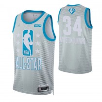 Men's 2022 NBA All Star 34 Giannis Antetokounmpo Grey Jersey