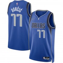 Men's Dallas Mavericks 77 Luka Doncic Nike Blue 2021-22 Diamond Swingman Jersey - Icon Edition