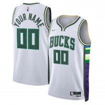 Men's Milwaukee Bucks White 2021-22 Swingman Custom Jersey - City Edition