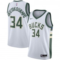 Milwaukee Bucks 34 Giannis Antetokounmpo White Swingman Player Jersey - Association Edition