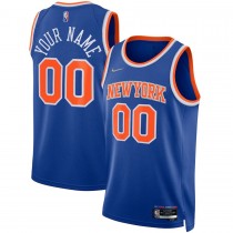 Men's New York Knicks Blue 2021-22 Diamond Swingman Custom Jersey - Icon Edition