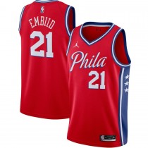 Men's Philadelphia 76ers 21 Joel Embiid Red Swingman Jersey - Statement Edition