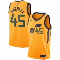 Men's Utah Jazz 45 Donovan Mitchell Gold Replica Swingman Jersey - Statement Edition