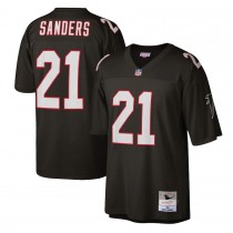 Men's Atlanta Falcons 21 Deion Sanders Mitchell & Ness Black Legacy Replica Jersey