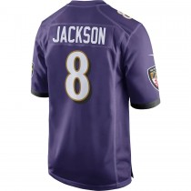 Men's Baltimore Ravens 8 Lamar Jackson Purple Game Player Jersey