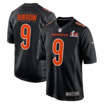 Men's Cincinnati Bengals 9 Joe Burrow Black Super Bowl LVI Bound Game Fashion Jersey