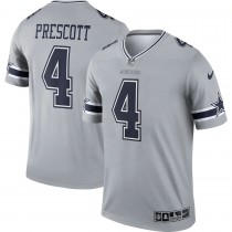 Men's Dallas Cowboys 4 Dak Prescott Gray Inverted Legend Jersey