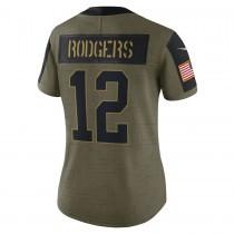 Women's Green Bay Packers Aaron Rodgers Olive Salute To Service Limited Player Jersey