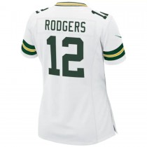 Women's Green Bay Packers 12 Aaron Rodgers White Game Jersey