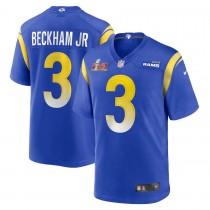 Men's Los Angeles Rams 3 Odell Beckham Jr. Royal Super Bowl LVI Game Patch Jersey