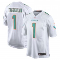 Men's Miami Dolphins 1 Tua Tagovailoa White Game Jersey