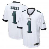 Men's Philadelphia Eagles 1 Jalen Hurts White Game Jersey