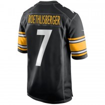 Men's Pittsburgh Steelers 7 Ben Roethlisberger Black Team Game Jersey