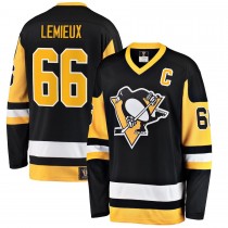 Men's Pittsburgh Penguins 66 Mario Lemieux Black Premier Breakaway Retired Player Jersey
