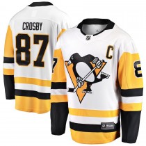 Men's Pittsburgh Penguins 87 Sidney Crosby White Captain Away Premier Breakaway Player Jersey