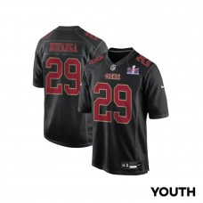 Talanoa Hufanga 29 San Francisco 49ers Super Bowl LVIII Patch Fashion Game YOUTH Jersey - Carbon Black