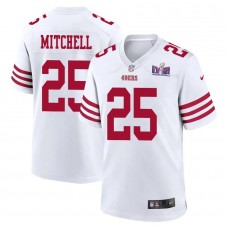 Elijah Mitchell 25 San Francisco 49ers Super Bowl LVIII Patch Game Men Jersey - White