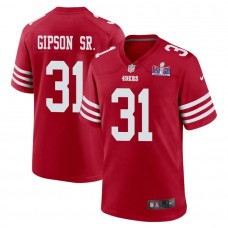 Tashaun Gipson Sr. 31 San Francisco 49ers Super Bowl LVIII Patch Game Men Jersey - Scarlet