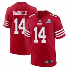 Sam Darnold 14 San Francisco 49ers Super Bowl LVIII Patch Game Men Jersey - Scarlet