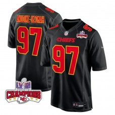 Felix Anudike-Uzomah 97 Kansas City Chiefs Super Bowl LVIII Champions 4 Stars Patch Fashion Game Men Jersey - Carbon Black