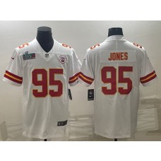 Nike Chiefs 95 Chris Jones White 2023 Super Bowl LVII Vapor Limited Men Jersey