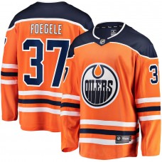 Men's Edmonton Oilers 37 Warren Foegele Orange Home Breakaway Player Jersey