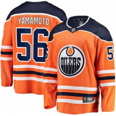 Men's Edmonton Oilers 56 Kailer YamamotoOrange Home Breakaway Player Jersey