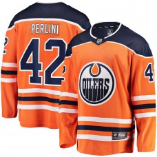 Men's Edmonton Oilers 42 Brendan Perlini Orange Home Breakaway Player Jersey