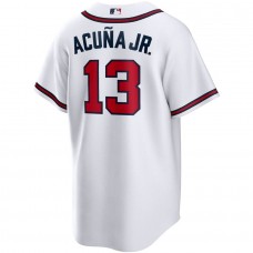 Men's Atlanta Braves 13 Ronald Acuna Jr. White Home Replica Player Name Jersey