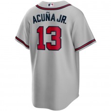 Men's Atlanta Braves 13 Ronald Acuna Jr. Gray Road Replica Player Name Jersey