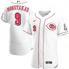 Men's Cincinnati Reds 9 Mike Moustakas White Home Authentic Player Jersey