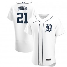 Men's Detroit Tigers 21 Jacoby Jones White Home Player Jersey