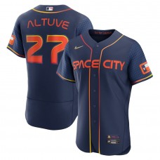 Men's Houston Astros 27 Jose Altuve Navy 2022 City Connect Player Jersey