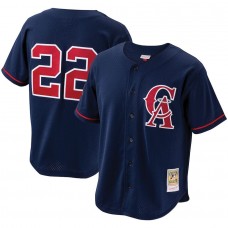 Men's California Angels Bo Jackson Mitchell & Ness Navy Cooperstown Collection Mesh Batting Practice Button-Up Jersey