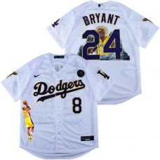 Men's Los Angeles Dodgers 8-24 Kobe Bryant White With KB Patch Cool Base Stitched Fashion Jersey