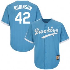 Men's Los Angeles Dodgers Jackie Robinson Light Blue Throwback Baseball Jersey