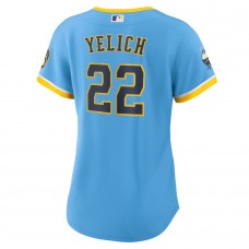 Women's Milwaukee Brewers Christian Yelich Powder Blue 2022 City Connect Replica Player Jersey