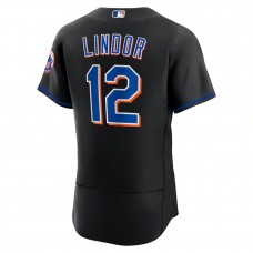 Men's New York Mets 12 Francisco Lindor Black Alternate Player Jersey