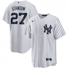 Men's New York Yankees 27 Giancarlo Stanton White Home Replica Player Name Jersey