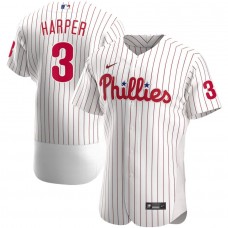 Men's Philadelphia Phillies 3 Bryce Harper White Home Authentic Player Jersey