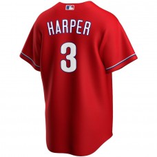 Men's Philadelphia Phillies 3 Bryce Harper Red Alternate Replica Player Name Jersey