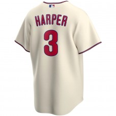 Men's Philadelphia Phillies 3 Bryce Harper Cream Alternate Replica Player Name Jersey
