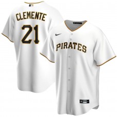 Men's Pittsburgh Pirates 21 Roberto Clemente White Home Replica Player Name Jersey