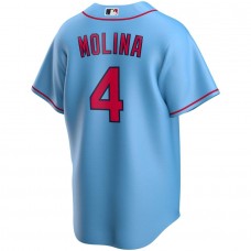 Men's St. Louis Cardinals 4 Yadier Molina Light Blue Alternate Replica Player Name Jersey