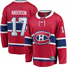 Men's Montreal Canadiens 17 Josh Anderson Red Breakaway Player Jersey