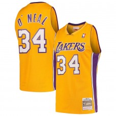 Men's Los Angeles Lakers Shaquille O'Neal Mitchell & Ness Gold Hardwood Classics 1999-2000 Swingman Jersey