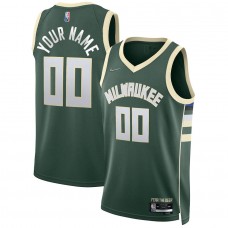 Men's Milwaukee Bucks Green 2021-22 Diamond Swingman Custom Jersey - Icon Edition