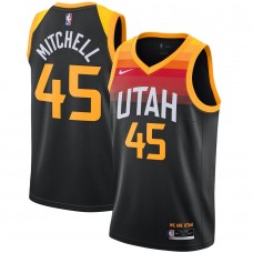 Men's Utah Jazz 45 Donovan Mitchell Black 2021-22 Swingman Player Jersey - City Edition