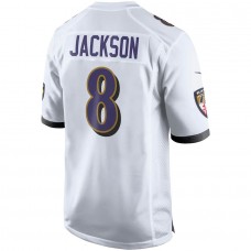 Men's Baltimore Ravens 8 Lamar Jackson White Player Game Jersey