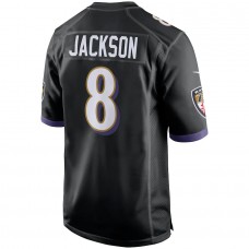 Men's Baltimore Ravens 8 Lamar Jackson Black Game Jersey